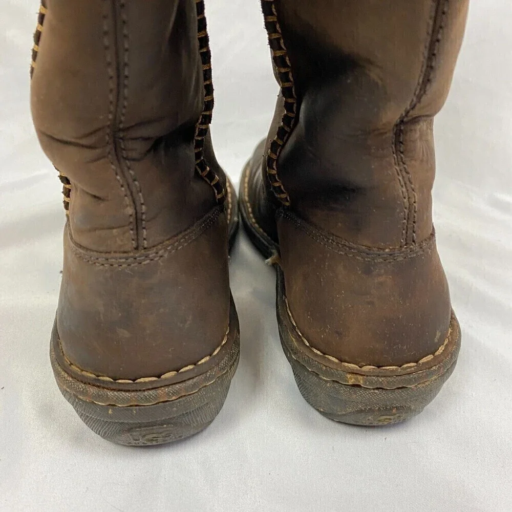 UGG 5139 Women’s Brown Leather Sheepskin Lined Winter Boots Brown Size US 6
